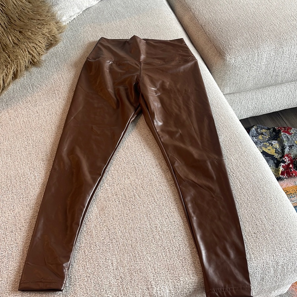 Brown leather pants